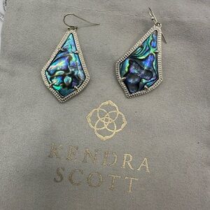 Kendra Scott Abalone Iridescent Blue and Silver Earrings